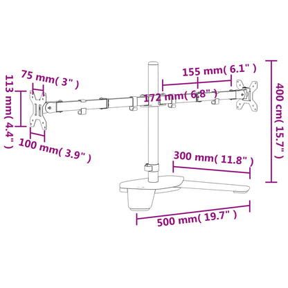 Monitorstandaard Vesa 75/100 Mm Staal Zwart